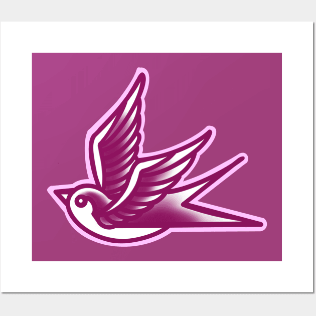 tattoo swallow pink Wall Art by weilertsen